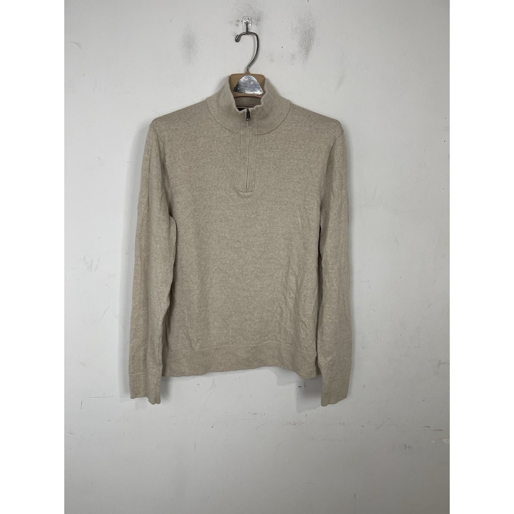 Banana Republic Men Sweater Large Italian Merino Wool Quiet Luxury Minimal Beige